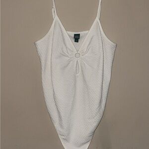 Wild Fable White Textured Top with Ring Detail